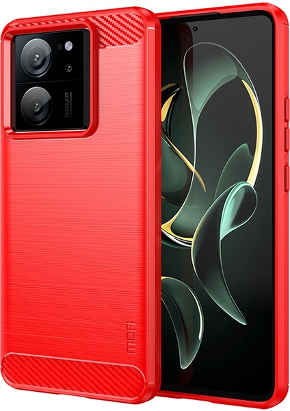 Xiaomi 13T Pro Fırçalanmış Kapak Tpu Anti-Çizelge Karbon Fiber Doku Telefon Kılıfı (Yurt Dışından)