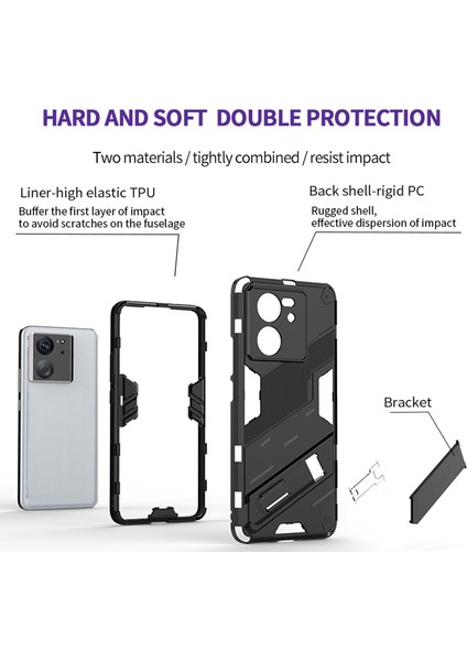 Xiaomi 13T Pro Pc+Tpu Kickstand Back Cover Şok Geçirmez Koruyucu Telefon Kasası (Yurt Dışından) fırsatları