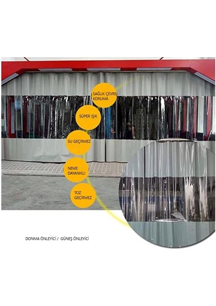 Şeffaf Balkon Perdesi Korniş Tokalı Kapsüllü Oto Yıkama Fabrika Iç Bölme Perdesi 450 x 220 modelleri