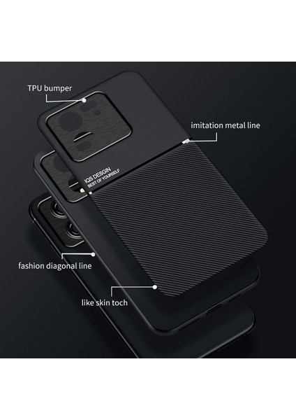 Xiaomi 13T Pro-Cratch Anti-Cratch Telefon Kapağı Dahili Metal Sac Telefon Kılıfı Pu Deri+Tpu Kabuğu (Yurt Dışından)