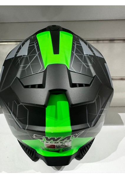 Kask SW-865 Mat Grey/green Güneş Gözlüklü