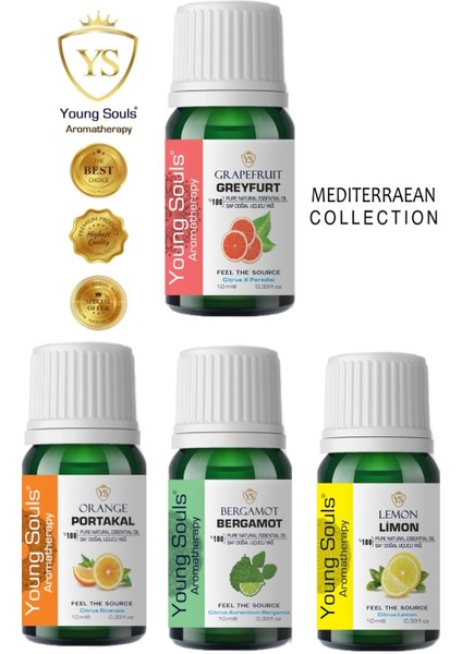 Aromatherapy Mediterranean Advantage Set / Portakal, Limon, Greyfurt, Bergamot