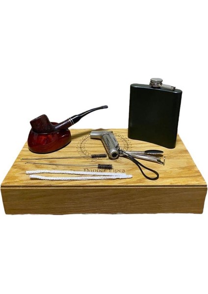 Gül Ağacı 7 Oz Çelik Mataralı Pipo Seti 605954X509162