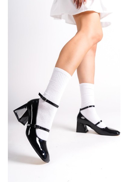 Kulia Siyah Rugan Mary Jane Kalın Topuklu Bantlı Ayakkabı fiyatları