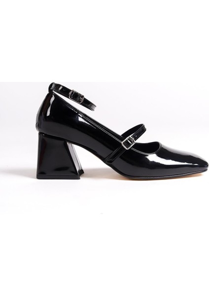 Kulia Siyah Rugan Mary Jane Kalın Topuklu Bantlı Ayakkabı fırsatları