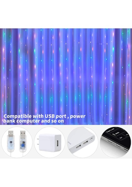 Yatak Odası Için Peri Perde Işıkları 300 LED USB Fişi 8 Modlu Pencere Duvar Dize Işıkları Düğünler Için Uzaktan Kumandalı, Noel, Parti Zemin Iç Mekan Dış Mekan Süslemeler (Yurt Dışından)