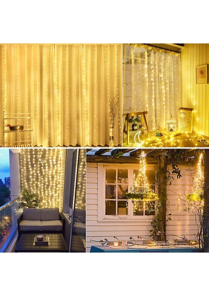 Perde Dizili Işıklar 8 Mod, 9,8 Ft × 9,8 Ft Suya Dayanıklı USB ile Güçlendirilmiş Peri Işıkları Noel, Windows, Parti Için Uzaktan Kumandalı Perde (Sıcak Beyaz 2) (Yurt Dışından)