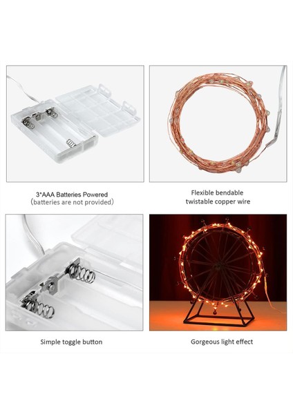 Mini Cadılar Bayramı Peri Işıkları Pille Çalıştırma, 1 Paket Bakır Tel Gece Işıkları 3 * Aaa Akülü Yatak Odası, Noel, Parti, Dekorasyon Için LED Yıldızlı Peri Dize Işıkla (Yurt Dışından)