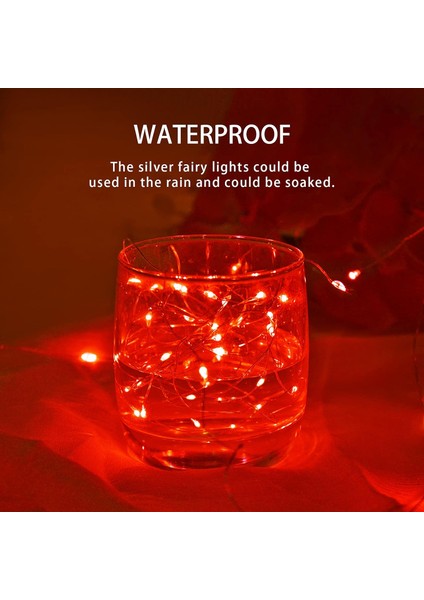 4 Paket 50 LED Kırmızı Peri Işıkları Pille Çalışan, 16.1ft Gümüş Tel Peri Dizi Işıklar Kapalı Açık Hediyeler Için Su Geçirmez Düğün Doğum Günü Partisi Sevgililer Günü Süs (Yurt Dışından) modelleri