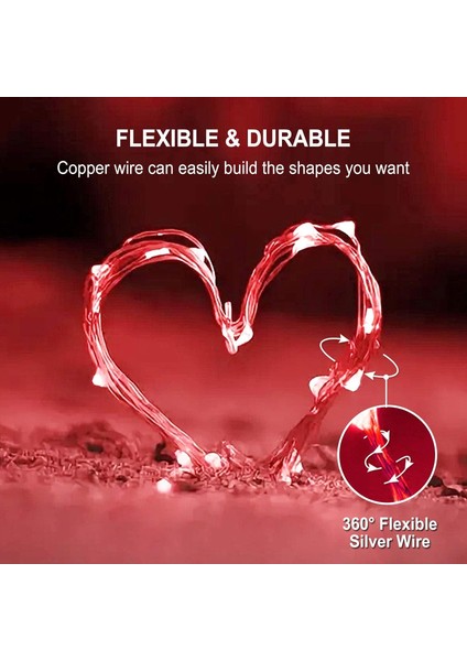 4 Paket 50 LED Kırmızı Peri Işıkları Pille Çalışan, 16.1ft Gümüş Tel Peri Dizi Işıklar Kapalı Açık Hediyeler Için Su Geçirmez Düğün Doğum Günü Partisi Sevgililer Günü Süs (Yurt Dışından) fırsatları