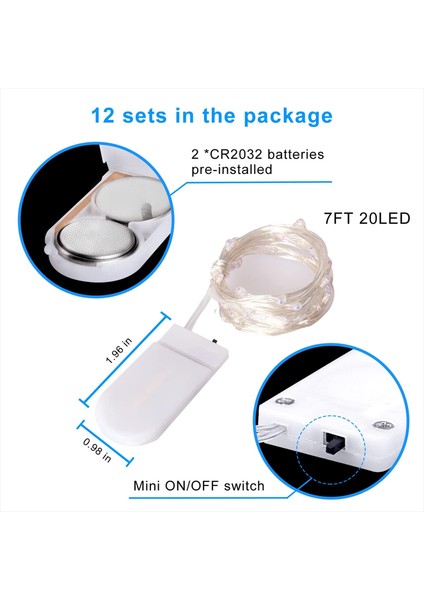 Peri Işıkları 12 Paket Pille Çalışan Dize Işıklar 7ft 20LED Noel Işıkları Gümüş Tel Mason Kavanoz Işıkları Düğün Doğum Günü Partisi Töreni Için Noel Şükran Günü Dekorasyo (Yurt Dışından) fiyatları