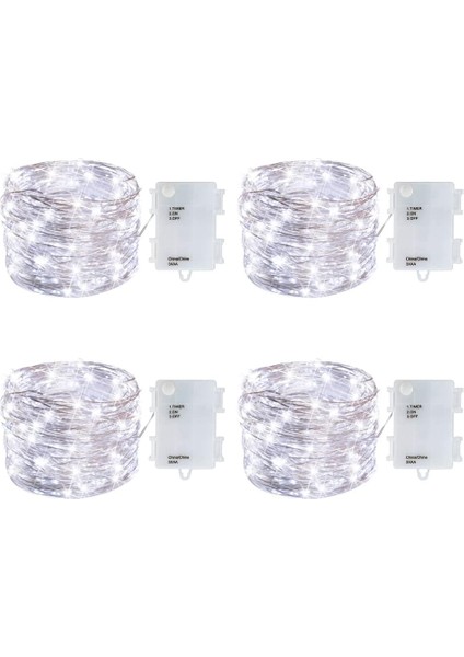 4'lü Pil Kumandalı Mini LED Peri Işık Çiy Damlası Işıkları Zamanlayıcılı 6 Saat Açık/18 Saat Kapalı Düğün Merkezinde Bahçe Noel Partisi Süslemeleri, 30 Led, 10 Feet Gümüş (Yurt Dışından)