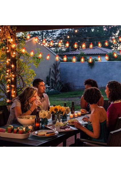 20 LED Kırmızı Fener Dize Işıkları Mini Gazyağı Lambası Kapalı Açık Veranda Bahçe Tatil Evi Ramazan Düğün Parti Noel Ağacı Yeni Yıl Süslemeleri (Sıcak Beyaz Işık) (Yurt Dışından) modelleri