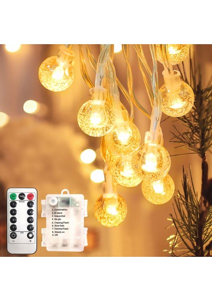 Pille Çalışan Dizi Işıklar 30FT Uzaktan Kumanda IP65 Su Geçirmez Kristal Top Peri Işıklar Ekstra Uzun Pille Çalışan Işıklar Iç ve Dış Mekan Yatak Odası Partisi Düğün Noel (Yurt Dışından)