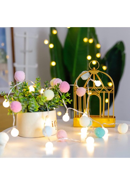 Iç Mekan Dize Işıkları 6.56 Feet Pom Poms Peri Işıkları 20 LED Pille Çalışan Dize Topu Işıkları Sıcak Beyaz Küre Işıkları Ev Yatak Odası Çocuk Tiyatrosu Holida Için Renkl (Yurt Dışından)