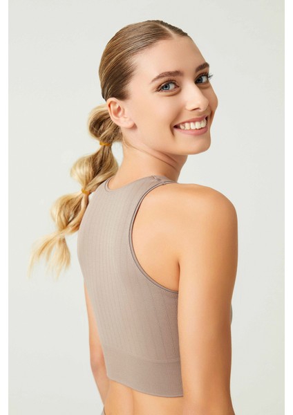 x Melodi Bronz Halter Yaka Seamless Spor Sütyeni High Neck modelleri