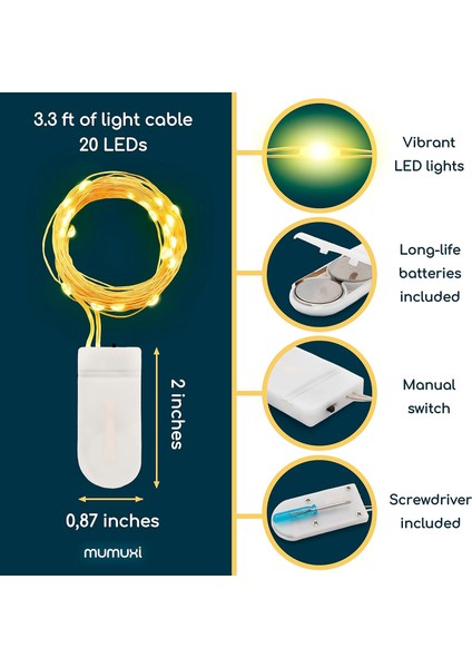 LED Peri Işıkları Pille Çalışan Dize Işıklar [20 Paket], 3.3ft 20 Mini Peri Işıkları Pille Çalışan Nişan Partisi Düğün Süslemeleri El Sanatları Mason Kavanoz Işıkları Ate (Yurt Dışından) fırsatları