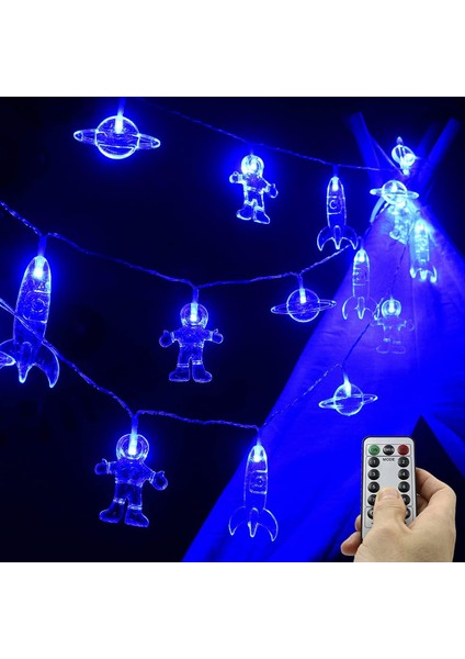 20 LED 11 Ft Çocuk Odası Erkek Yatak Odası Için Uzaktan Kumandalı LED Dize Işıklar 8 Mod Su Geçirmez Roket Uzay Gemisi Astronot Dize Işıkları Çocuk Odası Çadır Doğum Günü (Yurt Dışından)