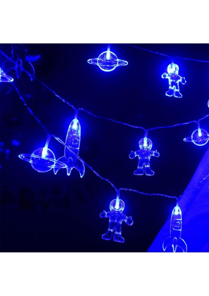 20 LED 11 Ft Çocuk Odası Erkek Yatak Odası Için Uzaktan Kumandalı LED Dize Işıklar 8 Mod Su Geçirmez Roket Uzay Gemisi Astronot Dize Işıkları Çocuk Odası Çadır Doğum Günü (Yurt Dışından)