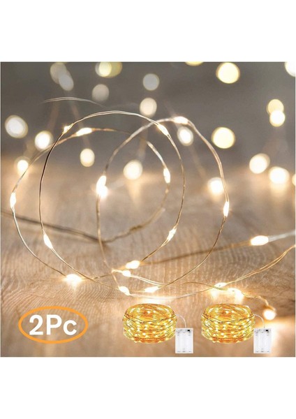 Peri Işıkları Pille Çalışan LED Dize Işıklar Pırıltı Işıklar Su Geçirmez Noel Işığı Yıldızlı Dekoratif Mini Işıklar Yatak Odası Ev Bahçe Düğün Partisi (Sıcak Beyaz, 2 Ade (Yurt Dışından)