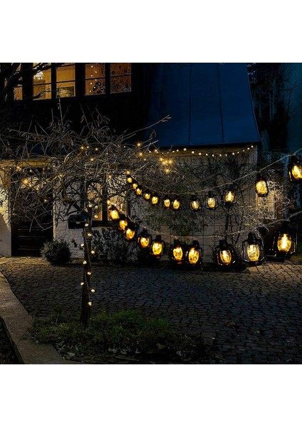 20 LED Siyah Fener Dize Işıkları Mini Gazyağı Lambası Kapalı Açık Veranda Bahçe Tatil Evi Ramazan Düğün Parti Noel Ağacı Yeni Yıl Süslemeleri (Sıcak Beyaz Işık) (Yurt Dışından) fırsatları
