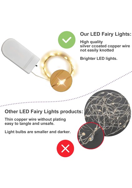 6 Paket Peri Işıkları Pille Çalışan Dize Işıklar 7ft 20 LED Mason Kavanoz Işıkları Su Geçirmez Gümüş Tel Işık Ateşböcekleri Dıy Parti Düğün Noel Sevgililer Günü Dekorasyo (Yurt Dışından) modelleri