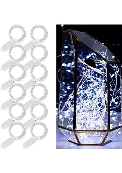 12 Paket Peri Işıkları Pille Çalışan (Dahil), 6.5ft 20 LED Mini Dize Işıklar, Dıy Düğün Noel Partisi Mason Kavanozları Dekor Için Su Geçirmez Gümüş Tel Ateşböceği Yıldızl (Yurt Dışından)