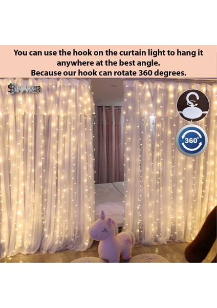 Yatak Odası Için Beyaz Perde Işığı, 300 LED 9.8ft x 9.8ft Perde Dize Işığı, 16 Kancalı, 8 Model Uzaktan Kumanda, Düğün Partisi Için Usb'li Pencere Peri Işığı Ev Bahçe Kap (Yurt Dışından)