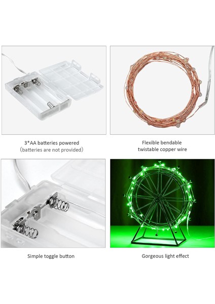 Mini Aziz Patrick Günü Peri Işıkları Pille Çalıştırma, 4 Paket Bakır Tel 3 * Aaa Pille Çalışan LED Yıldızlı Peri Dize Işıklar Yatak Odası, Noel, Parti, Düğün, Dekorasyon (Yurt Dışından)