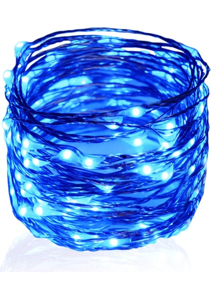100 LED Gümüş Tel Dize Işıklar, 33FT Pille Çalışan Kapalı Peri Dize Işıklar, Tatil Dekoratif Çelenk Noel Ağacı Düğün Partisi Dekorasyonu (1 Paket, Mavi) (Yurt Dışından)