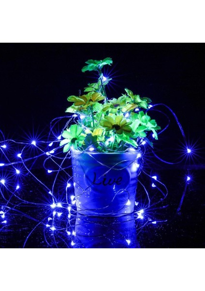 100 LED Gümüş Tel Dize Işıklar, 33FT Pille Çalışan Kapalı Peri Dize Işıklar, Tatil Dekoratif Çelenk Noel Ağacı Düğün Partisi Dekorasyonu (1 Paket, Mavi) (Yurt Dışından)
