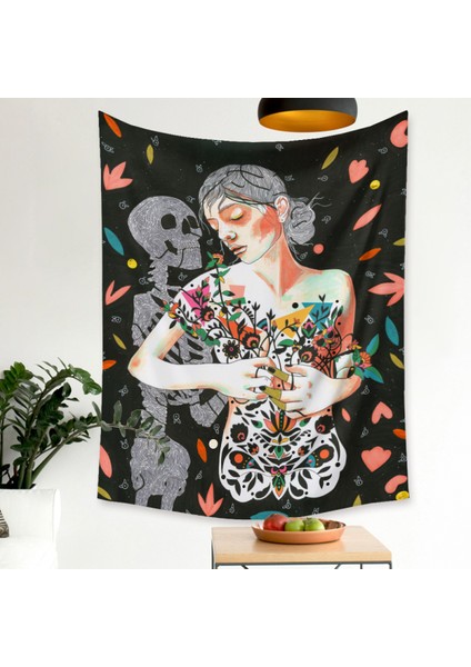 Kafatası Çiçek Kız Goblen Ev Goblen Estetik Sanat Ev Arka Plan Kumaş Dekorasyon Hediye Havuz Goblen Oturma Odası Yatak Odası Dekorasyonu (GT330017, 29 x 38 Inç) (Yurt Dışından) fiyatları