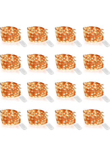 16 Paket Turuncu Peri Işıkları Pille Çalışan, Mini Dize Yıldızlı Pixie Işığı, Sevgililer Günü Dekoru, 20 LED Bakır Tel Işık, 6.5ft Mason Kavanoz Işığı, Vazolar Için IP67 (Yurt Dışından)
