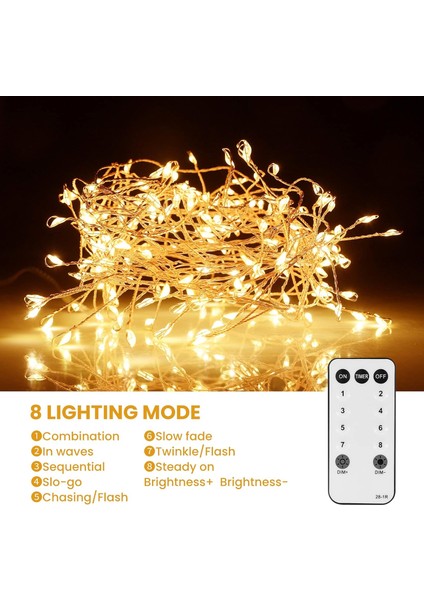 Peri Işıkları Takın, 300 LED Dize Işıklar 8 Aydınlatma Modu Uzaktan Kumandalı Peri Işıkları 17 Feet Dize Işıklar Çelenk Için Yatak Odası Bahçe Partisi Pencere Düğün Noel (Yurt Dışından) modelleri