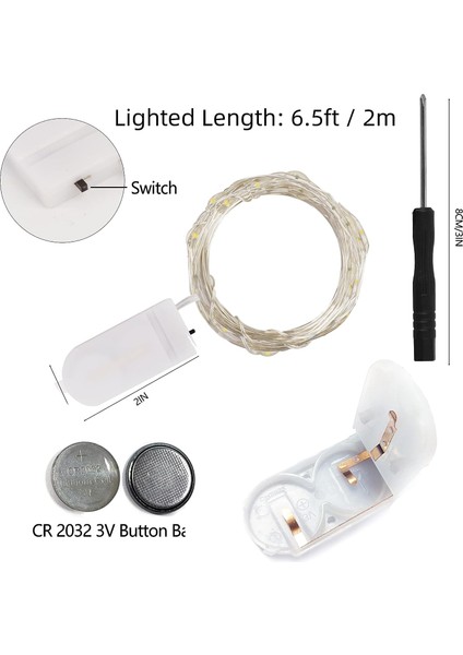 12 Paket Peri Işıkları Pille Çalışan (Dahil), 6.5ft 20 LED Mini Dize Işıklar, Dıy Düğün Noel Partisi Mason Kavanozları Dekor Için Su Geçirmez Gümüş Tel Ateşböceği Yıldızl (Yurt Dışından)