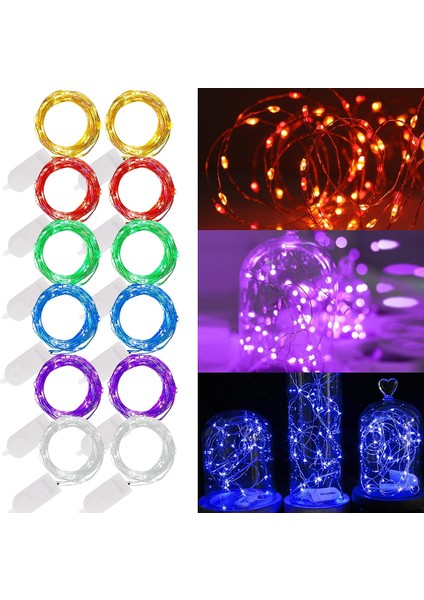 12 Paket Peri Işıkları Pille Çalışan (Dahil), 6.5ft 20 LED Mini Dize Işıklar, Dıy Düğün Noel Partisi Mason Kavanozları Dekor Için Su Geçirmez Gümüş Tel Ateşböceği Yıldızl (Yurt Dışından)