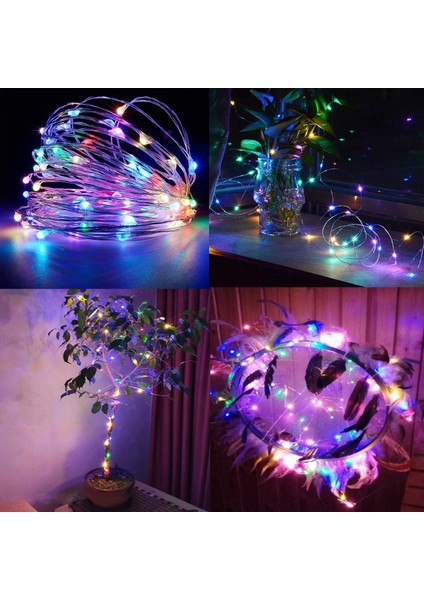 2 x Peri Işıkları Pille Çalışan, Gümüş Tel Zincirler 8 Mod 5m 50 LED Zamanlayıcı Dize Işıklar Yatak Odası Için Uzaktan Kumandalı Noel Partisi Düğün Dekorasyonu (Çok Renkl (Yurt Dışından) fırsatları