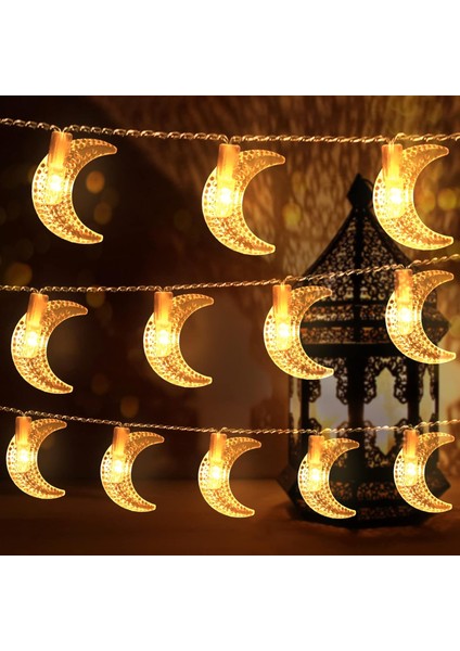 20FT 40 LED Ay Dize Işıkları - Sıcak Beyaz, Çift Güç Pil ve USB Kumandalı, Çocuk Odaları, Yatak Odası, Parti, Noel Ağacı Dekorasyonu Için Güvenli ve Çok Yönlü Peri Işıkla (Yurt Dışından)