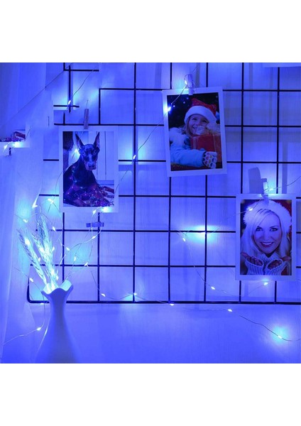 LED Peri Işıkları Pille Çalışan, 4 Paket Mini Pille Çalışan Bakır Tel Yıldızlı Peri Işıkları Yatak Odası, Noel, Partiler, Düğün, Merkez, Dekorasyon (5M/16FT Mavi) (Yurt Dışından)