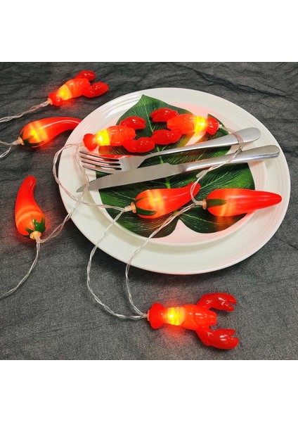 Istakoz Dize Işık Pil Kumandalı 10 LED Biber Peri Gece Lambası Yaz Kamp Düğün Doğum Günü Yatak Odası Ev Partileri Için (1.65M/10LED, Istakoz + Biber) (Yurt Dışından) fırsatları