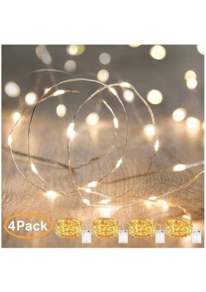 Peri Işıkları Pille Çalışan LED Dize Işıklar Pırıltı Işıklar Su Geçirmez Noel Işığı Yıldızlı Dekoratif Mini Işıklar Yatak Odası Ev Bahçe Düğün Partisi (Sıcak Beyaz, 4 Ade (Yurt Dışından)