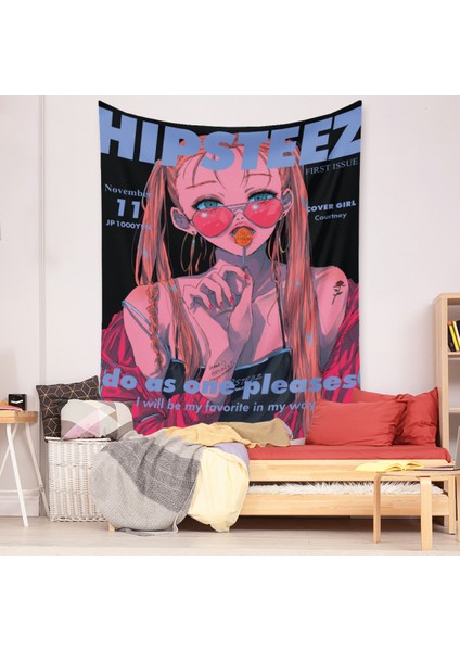 Anime Goblen Estetik Sanat Ev Arka Plan Kumaş Dekor Hediye Boho Goblen Oturma Odası Için Yatak Odası Dekoru (614-20, 71X91 Inç) (Yurt Dışından)