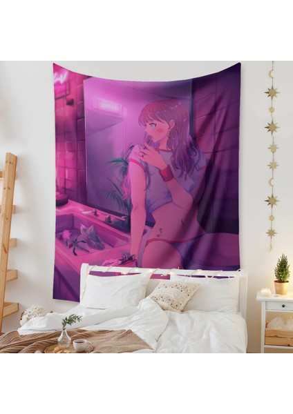 Anime Goblen Estetik Sanat Ev Arka Plan Kumaş Dekor Hediye Boho Goblen Oturma Odası Yatak Odası Dekoru Için (614-13, 51X59 Inç) (Yurt Dışından)