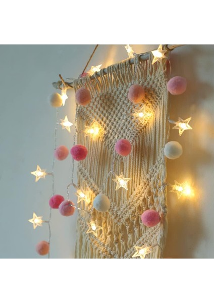 Iç Mekan Dize Işıkları 6.56 Feet Pom Poms Peri Işıkları 20 LED Pille Çalışan Dize Yıldız Işıkları Sıcak Beyaz Sevimli Işıklar Ev Yatak Odası Çocuk Tiyatrosu Tatil Için Re (Yurt Dışından)