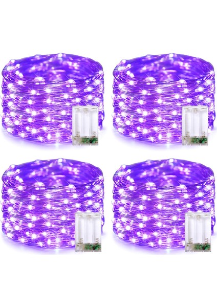 4 Paket 50 LED Mor Peri Işıkları Pille Çalışan, 16.1ft Gümüş Tel Mini Peri Işıkları Su Geçirmez, Yatak Odası Kapalı Veranda Partisi Hediyeleri Için Dize Peri Işıkları Noe (Yurt Dışından)