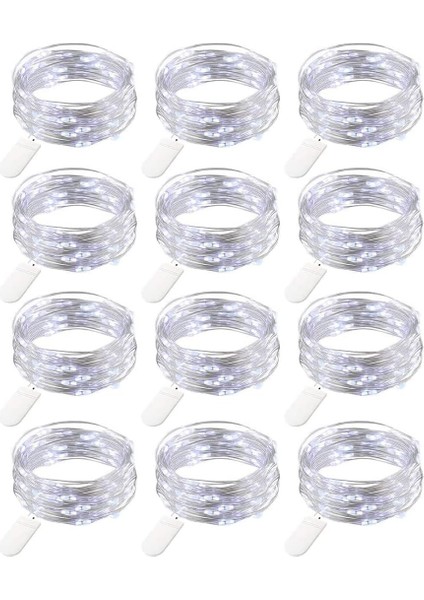 12 Paket Peri Işıkları Pille Çalışan Dize Işıklar, 7ft 20LED Su Geçirmez Gümüş Tel Noel Işıkları Açık Hava, Yatak Odası Partisi Doğum Günü Düğün Kapalı Dekorasyon Için At (Yurt Dışından)