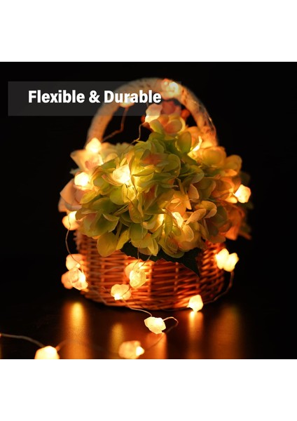 Ametist Kristal Dize Işıklar, Peri Işıkları Pille Çalışan 14FT 40 Led, Uzaktan Kumandalı Doğal Dekoratif Dize Işıklar, Yatak Odası Doğum Günü Düğün Valent Için Esnek Pırı (Yurt Dışından) modelleri