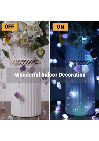 Ametist Kristal Dize Işıklar, Peri Işıkları Pille Çalışan 14FT 40 Led, Uzaktan Kumandalı Doğal Dekoratif Dize Işıklar, Yatak Odası Doğum Günü Düğün Valent Için Esnek Pırı (Yurt Dışından) fırsatları