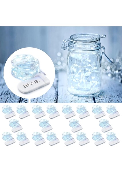 LED Peri Işıklar Pille Çalışan Dize Işıklar [20 Paket], 3,3 Ft 20 Mini LED Işıklar Pille Çalışan Beyaz Peri Işıklar | Suya Dayanıklı Kapalı Gümüş Tel Işıklar Ateş Böceği (Yurt Dışından)
