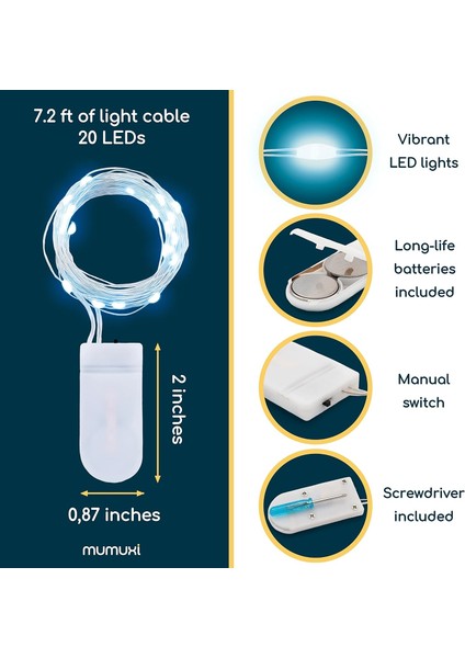 LED Peri Işıklar Pille Çalışan Dize Işıklar [20 Paket], 3,3 Ft 20 Mini LED Işıklar Pille Çalışan Beyaz Peri Işıklar | Suya Dayanıklı Kapalı Gümüş Tel Işıklar Ateş Böceği (Yurt Dışından) modelleri